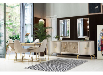Zestaw Golden jadalnia luksusowy Ustaw Stół obiadowy z krzesłami designerskich mebli
