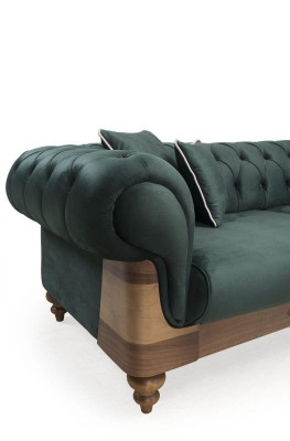 Trzyosobowa kanapa Green Chesterfield, sofy do salonu, kanapa do siedzenia