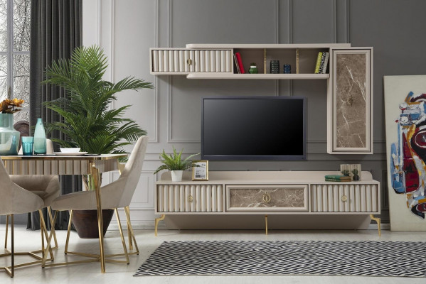 Designerska Nowoczesna Jednostka Ścienna Luksusowe Drewniane Półki Meble do Salonu Stylowe