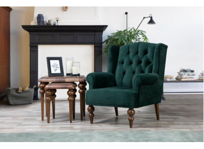 Klasyczny Chesterfield Green Fotel EarsFotel Podkładka jednomiejscowa
