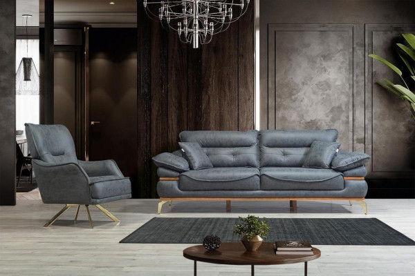 Nowoczesna szara sofa w salonie Ekskluzywna 3-miejscowa sofa do siedzenia