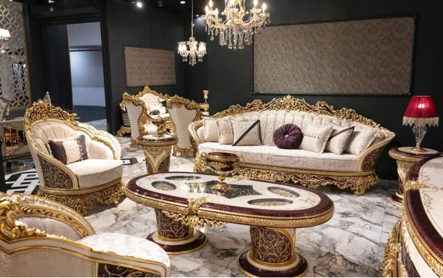 Biały -Złoty Zestaw sofowy Chesterfield 3+1 miejsce do siedzenia stolik kawowy Zestaw sofa 3-częściowa