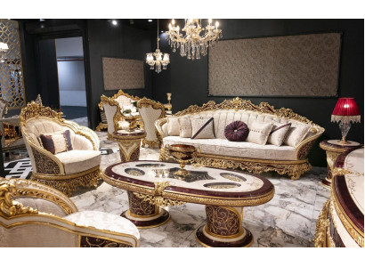 Biały -Złoty Zestaw sofowy Chesterfield 3+1 miejsce do siedzenia stolik kawowy Zestaw sofa 3-częściowa