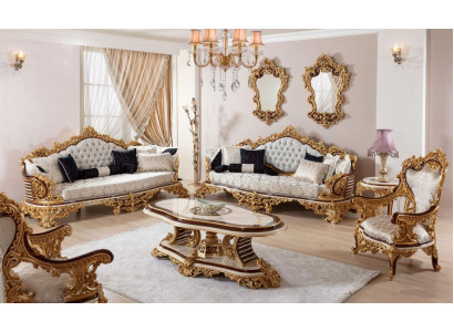 Zestaw sofowy Classic White Chesterfield 3+3+1 miejsce do siedzenia, stolik kawowy 4szt