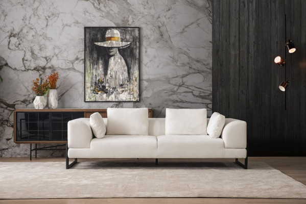 Zestaw sofowy Kompletna sofa tapicerowana komplet wypoczynkowy z szarego materiału