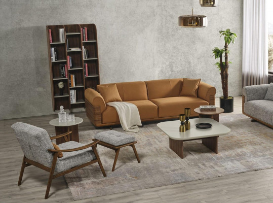 Zestaw sofowy Kompletna sofa tapicerowana brązowa trzyosobowa Fotel Modern 3-częściowa