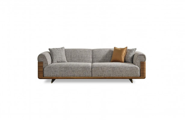 Kanapy Sofa Tapicerowana Szara Kompletna Trzyosobowa Fotel Nowoczesne Sofy 2-częściowe