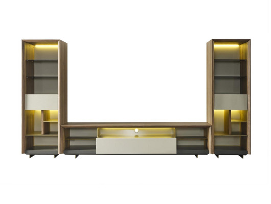 Jednostka ścienna RTV Szafka pod TV Kredens Szafa 3-częściowa Drewno Brąz