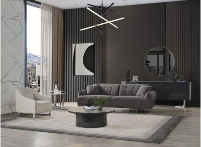 Kanapy Sofa Tapicerowana Szara Kompletna Trzyosobowa Fotel Nowoczesne Sofy Dwuczęściowe Nowość