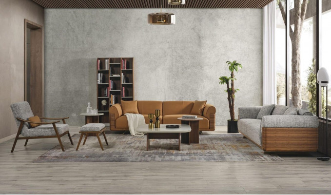 Zestaw sofowy tapicerowany Zestaw sofowy Kompletna sofa z tkaniny w kolorze brązowym