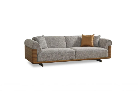 Sofa trzyosobowa 3 miejsce do siedzenia sofa tapicerowana szary materiał poliester kanapa nowoczesna