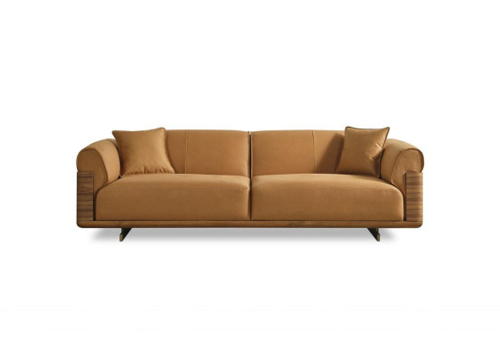 Sofa trzyosobowa 3 miejsce siedzące sofa tapicerowana brązowy materiał poliester kanapa nowoczesna