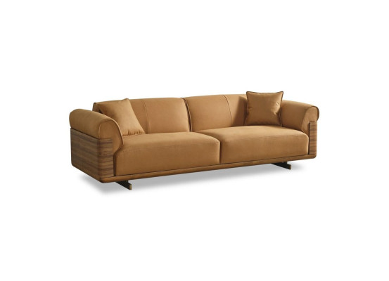 Sofa trzyosobowa 3 miejsce siedzące sofa tapicerowana brązowy materiał poliester kanapa nowoczesna