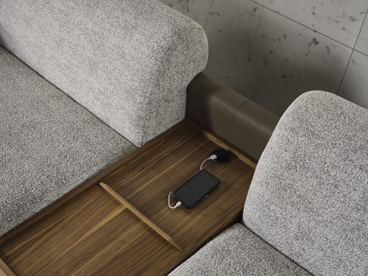 Grupa Couchen Kompletna sofa tapicerowana szara sofa materiałowa Zestaw sofowy 3-częściowy