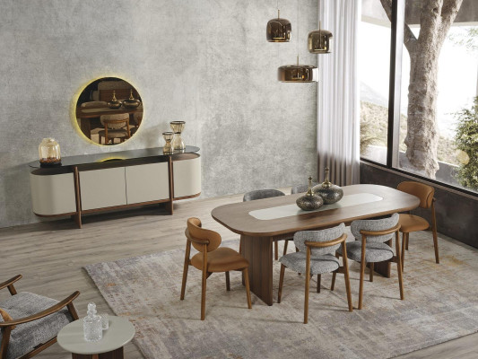 Stół do jadalni Stół obiadowy Tabela dinette Drewno brązowa jadalnia 208 cm
