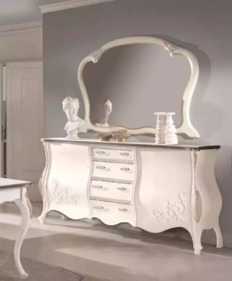 Kredens z Lustro Salon Kredens Drewno Meble Design Biały Nowość