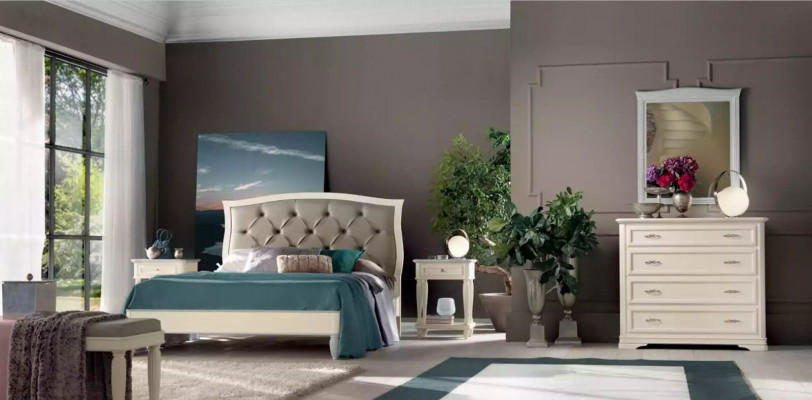 Łóżko 2x Szafki nocne 5 szt. Sypialnia Design Luxury Kredens Kompletna