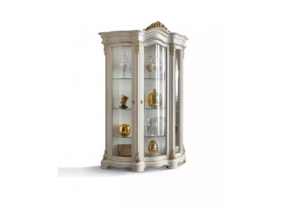 Gablota Drewno Szafa Classic Biały Szafki Design Living Room Szkło