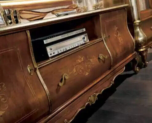 Brązowy TV Półka rtv kredens salon Meble Drewno stojak Kredens