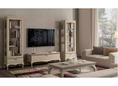 Pokój dzienny rtv Gablota Jednostka ścienna Szafki Design Zestaw wizytowy Art Deco