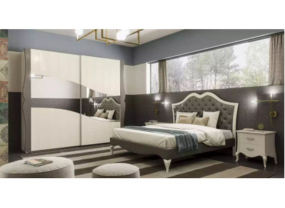 Łóżko projektowe Sypialnia Łóżko 2x Szafki nocne Modern Luxury Meble 3-częściowe