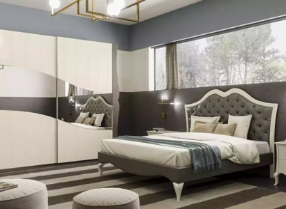 Łóżko projektowe Sypialnia Łóżko 2x Szafki nocne Modern Luxury Meble 3-częściowe