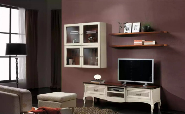 Szafki wiszące RTV salon Drewno Meble półka ścienna zestaw 7 sztuk.