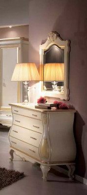 Kredens Luxury Lustro Classic Biały Sypialnia Meble Szafki Komody