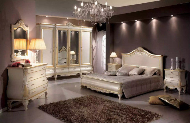 Kredens Luxury Lustro Classic Biały Sypialnia Meble Szafki Komody
