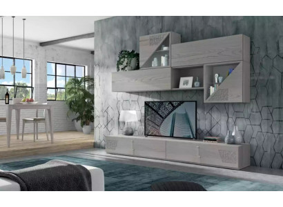 Meblościanki Półka Living Ściana Boczne Niskie Półki z Deski Drewno design Szafki