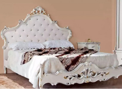 Łóżko Podkładka Design Luksusowe podwójne łóżko Chesterfield Drewno Meble Szafki