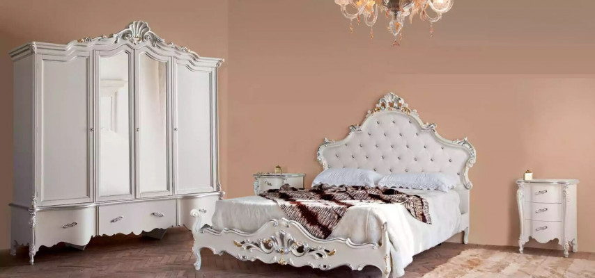 Łóżko Podkładka Design Luksusowe podwójne łóżko Chesterfield Drewno Meble Szafki
