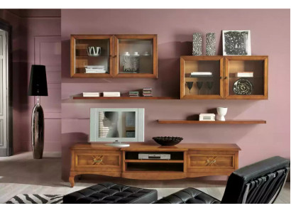 Designerska szafka do salonu 4x szafka wisząca brązowa niska szafka 7 sztuk. Jednostka ścienna Nowy