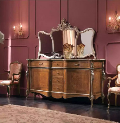 Komoda z Lustro Salon Kredens Meble Design Szafa Brązowa Nowość