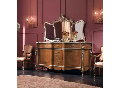 Komoda z Lustro Salon Kredens Meble Design Szafa Brązowa Nowość
