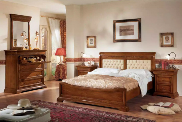 Sypialnia Kompletne Łóżko 2x Szafki nocne Zestaw Luxury Meble 3-częściowy. brązowy