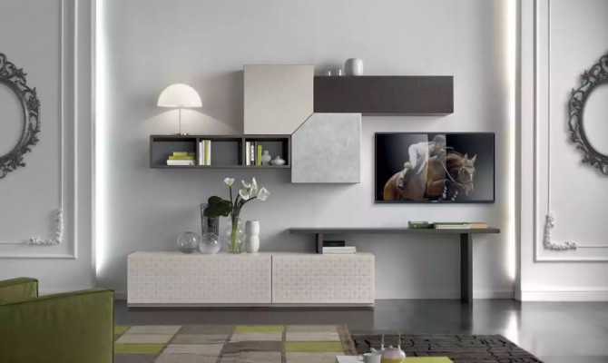 Szafa TV Meble Włoskie Salon Luksusowy Kredens Jednostka Ścienna Drewno