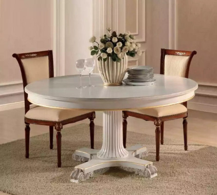 Drewno jadalnia Design Meble Okrągłe Tabela Biały Stół obiadowy Classic Dining Pokój Nowość