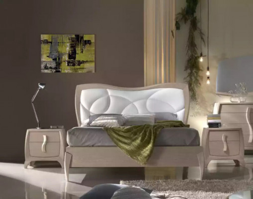 Design Łóżko 2x Szafki nocne 3 szt. Sypialnia Luksusowa Kompletna Ustaw