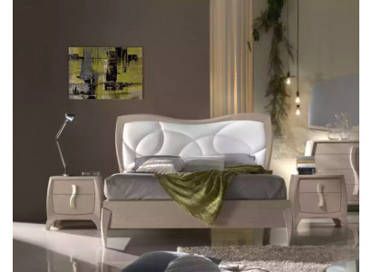 Design Łóżko 2x Szafki nocne 3 szt. Sypialnia Luksusowa Kompletna Ustaw
