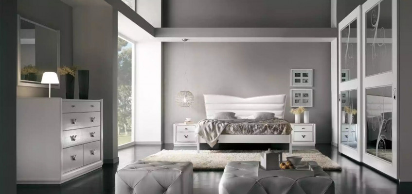 Design Meble Łóżko 2x Szafki nocne 3 szt. Zestaw Sypialnia Luksusowe łóżko Nowość