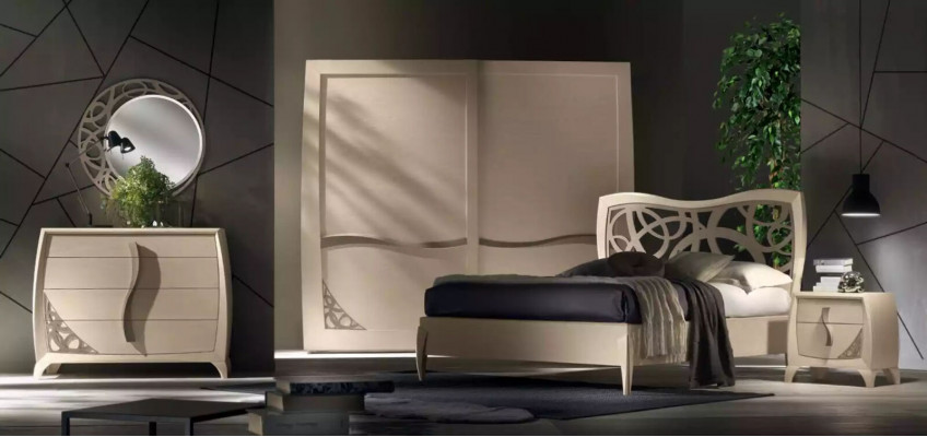 Łóżko 2x Szafki nocne 3 szt. Sypialnia Design Luksusowe Meble Sypialnia