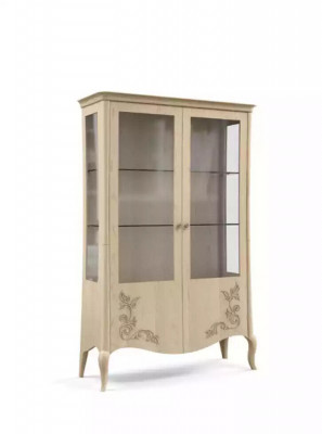 Gablota Drewno Luxury Classic Kredens Design Meble Włoski Beż
