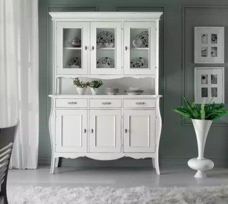 Design Meble Włoskie Białe Gablota Drewno Luksusowe Szafki Klasyczne