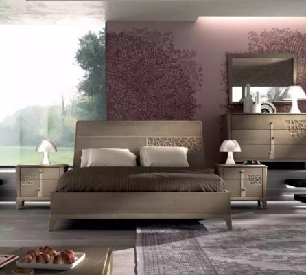 Łóżko Sypialnia Zestawy Designer Luxury Complete 2x Szafki nocne 3 szt.