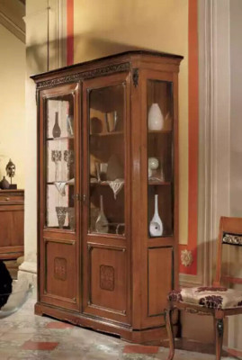 Włoskie Meble Design Drewno Styl Klasyczny Gablota Szafa Półka