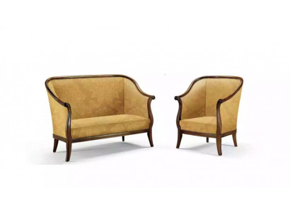 Sofa Kanapa Podkładka Classic 2 miejsce do siedzenia Fotel Yellow Italian Style