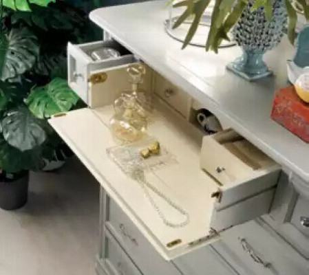 Kredens z Lustro Meble Moderne Kredens Drewno Sypialnia Biały Nowość