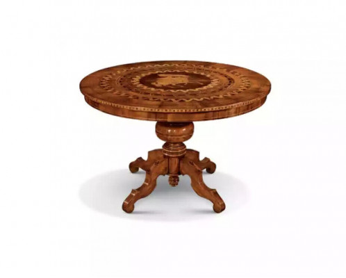 Stół obiadowy jadalnia Brown Okrągłe Classic Tabela Design Drewno Luxury Meble