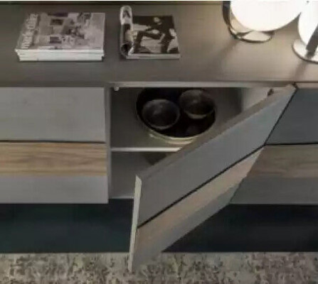 Kredens Szafki Drewno Luksusowy Kredens Meble do Salonu Szafa Szary